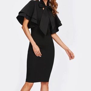 Bow tie neck pencil dress